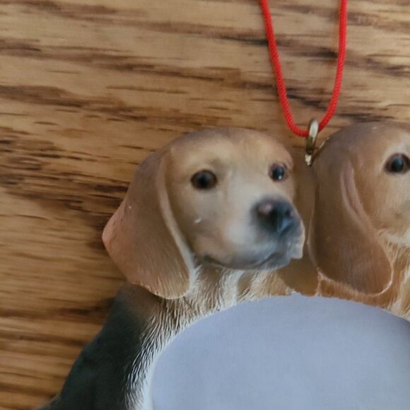 Vintage Resin Beagle Puppy Dog Friends Pair Picture Frame Ornament - Picture 9 of 16